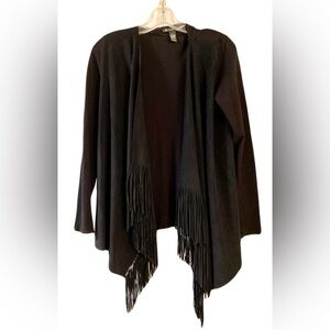 INC International Concepts Black Fringe Cardigan
